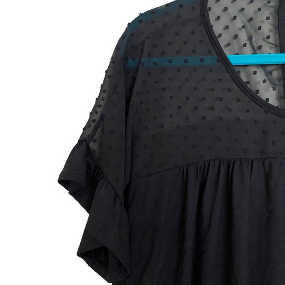 Maurices NWT Women's Ruffled Dot Print Chiffon Yoke Short Sleeve Tee Size XL - Picture 3 of 7